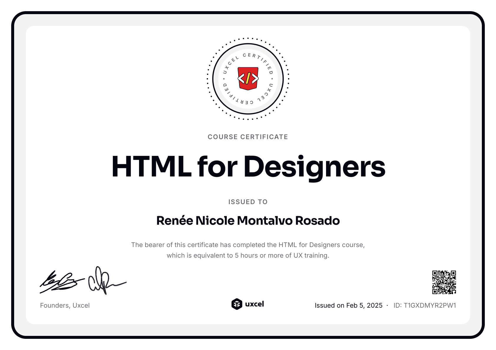 Renée Nicole Montalvo Rosado's certificate